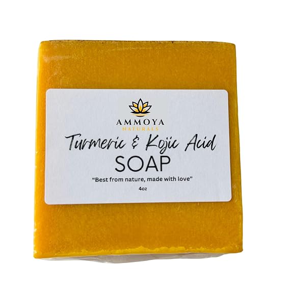 Turmeric and Kojic Skin Soap All Natural Gentle Cleanser for All Skin Types. Fights Acne, Evens Skin tone & Fades Scars. Face & Body Cleanser for Men, Women & Teens. (1 Pack)