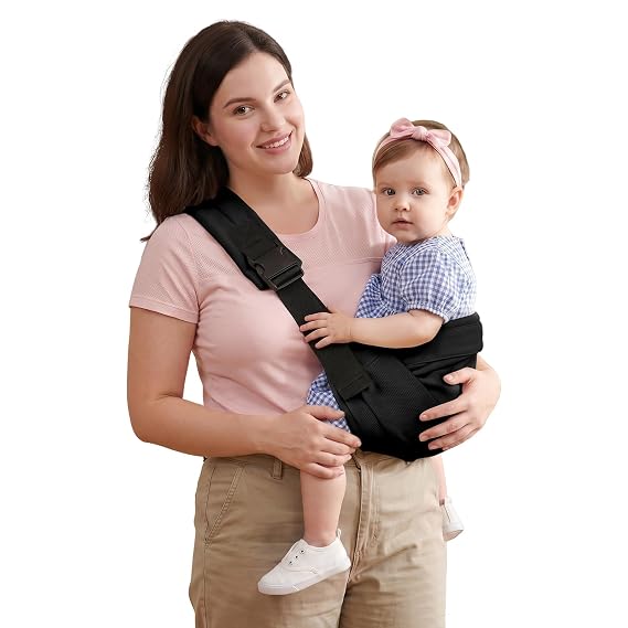 Baby Sling Carrier, Adjustable Baby Carrier Newborn to Toddler Carrier for 8-40lbs, Toddler Sling Carriers, Toddlers Hip Carriers, Black