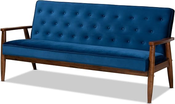 Baxton Studio Sofas, One Size, Navy Blue/Brown