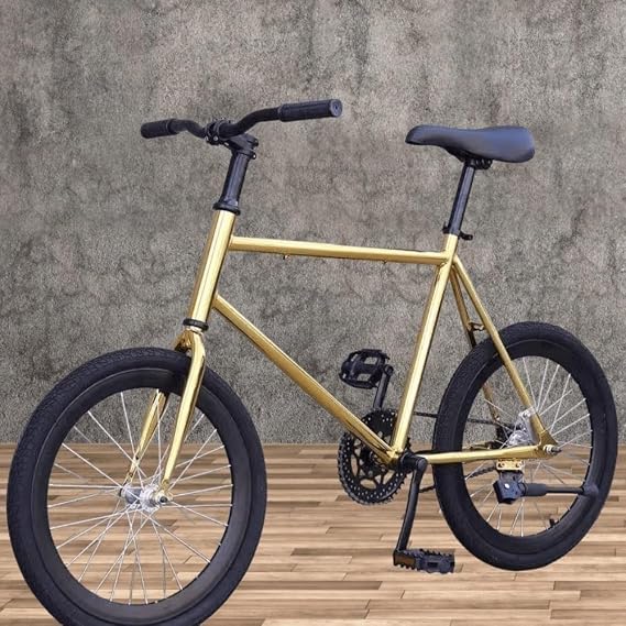 VoyageView20インチのディスクブレーキ付きミニバイク、軽量で持ち運び可能、積載量120kg、サドルの高さ調節可能、ブレーキ感度調節可能、小径滑り止めタイヤ、高炭素鋼フレーム、通勤や都市での乗馬に適した男性と女性、大人、子供、初心者に適しています ゴールデン 並行輸入品