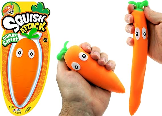 JA-RU Stretchy Carrot Squishy Sensory Toy (1 Unit) Stress 5560-1-Carrot