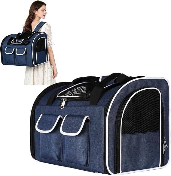 PETCUTE Pet Carrier Backpack,Cat Backpack for Small Cats and Dogs,Airline Approved,Foldable Dog Carrier Backpack with Detachable Wool Mat,Pet Carrier Dog Carrier for Travel,Hiking,Outdoor