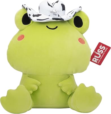 Russ 14-inch Ribbit Rodeo Plush - Ultrasoft Frog Wearing a Cow Print Cowboy Hat - Official Jazwares Plush - Ages 3