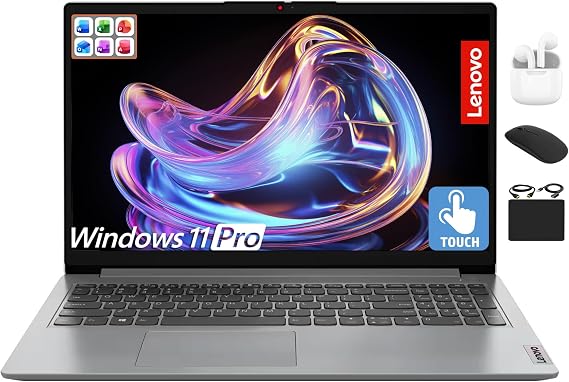 Lenovo IdeaPad Laptop 2025 Flagship 15.6" FHD IPS Touchscreen Computer, 16GB RAM, 1TB Storage (500GB SSD + 500GB Ext.), 6-Core Intel i3, WiFi 6, HubxcelAccessory, Win 11 Pro with Lifetime MS Office