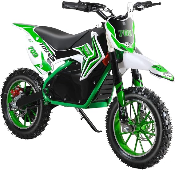 Kids Electric Dirt Bike 36V Motorcycle, 25KM/H Off Road Mini Motorcycle, Electric Pocket Motorbike with High-Performance Motor and Battery, 10 Inch Tires Green B
