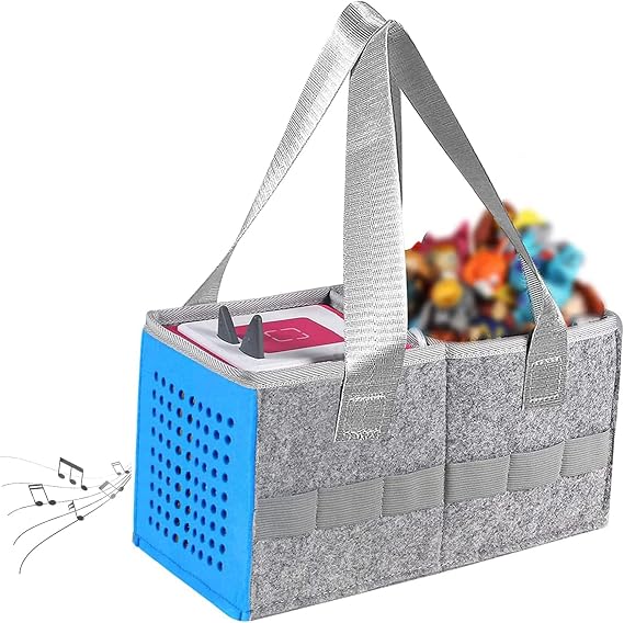 Carrying Case for Tonie Box, Felt Organizer Case for Toniebox 2 Starter Set, Christmas Gifts for Relatives, Tonies Bag for Toys, Holds 30-40 Tonies Figures Characters with Handle (Blue)