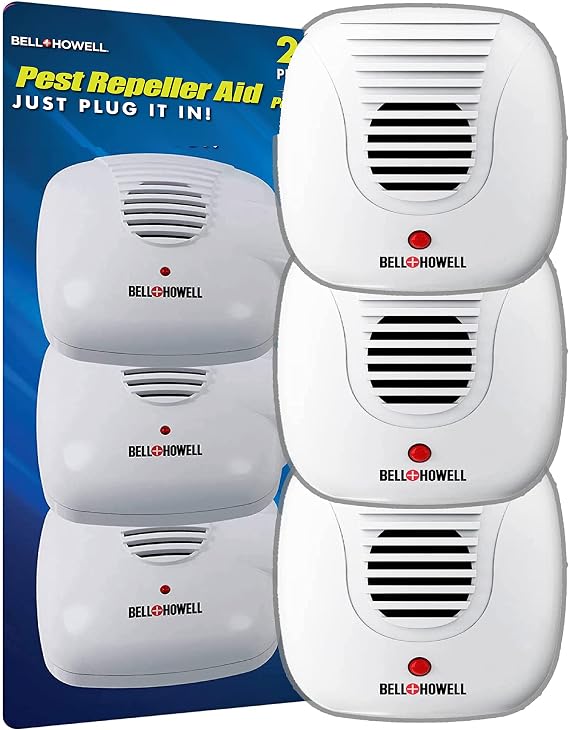 Bell + Howell Ultrasonic Pest Repeller Home Kit (Pack of 3), Ultrasonic Pest Repeller, Pest Repellent for Home, Bedroom, Office, Kitchen, Warehouse, Hotel, Safe for Human and Pet
