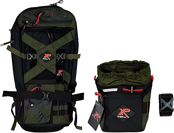 XP Metal Detectors Finds Pouch & Backpack 280, Designed for XP metal detectors and Finds Pouch provided with one Large Pocket and one Small Pocket Closed by a Zip (XPBACKPACK & XPPOUCH)