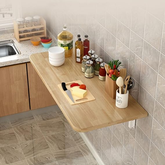 Breakfast Bar Table, Folding Wall Mounted Tables Fold-Down Wall Table Kitchen Drop Leaf Dining Table Work Table | Small Space Saving Hanging Table, Home Office Computer Desk