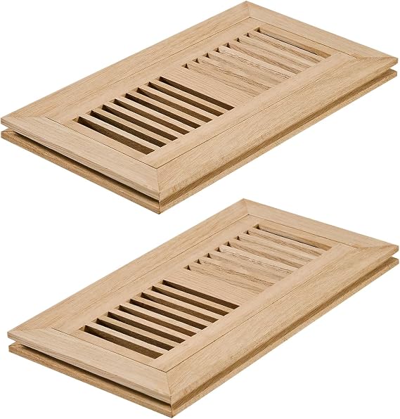 Razo 2 Pcs Pack Red Oak Floor Register, Flush Mount, 4x10 Inch, Unfinished