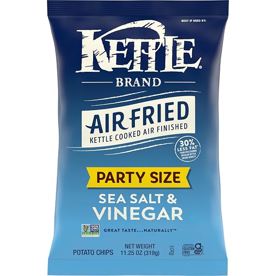 Kettle Brand Air Fried Sea Salt and Vinegar Potato Chips, 11.25 Oz