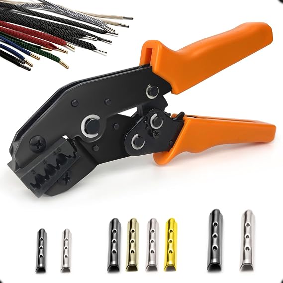 Aglet Crimping Tool, Shoelace Aglets Tool,Aglets For Shoelaces, Repair Shoe Lace Tips Replacement End  With 160pcs Metal Aglets Installation Tool 3/4/4.5