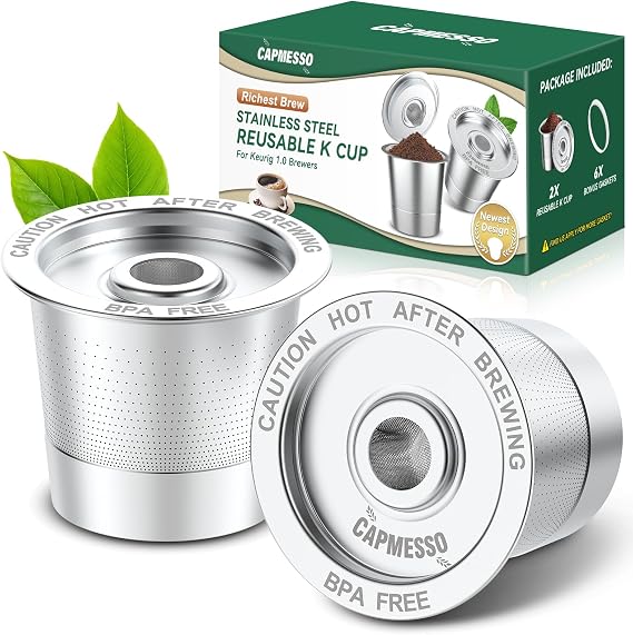 CAPMESSO Reusable K Cups Coffee Pods for Keurig Single Serve Brewer, 2 Pack