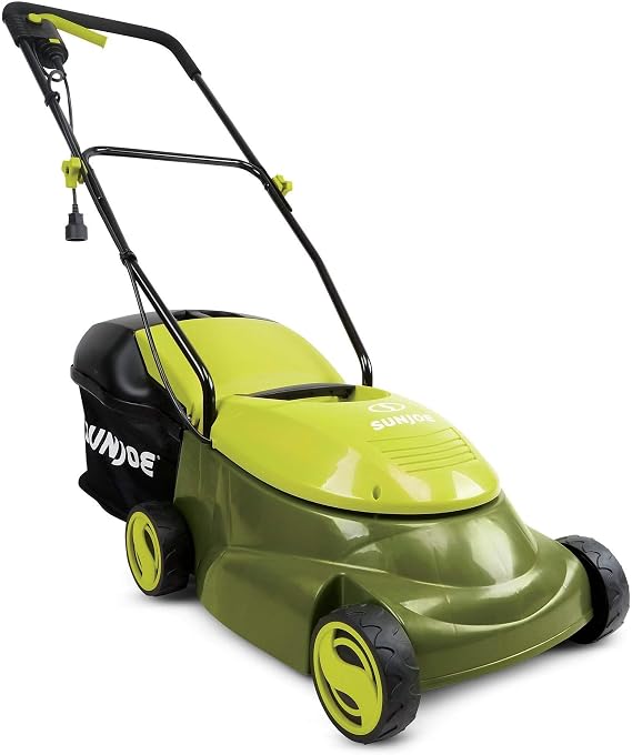 Sun Joe MJ401E 14-Inch 12-Amp Electric Lawn Mower w/Collapsible Handle for Storage, 3-Position Height Control, 10.6-Gallon Bag, Green