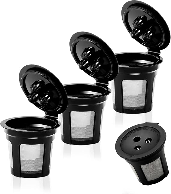 4 Pack Reusable Coffee Pods Ninja Dual Brew Coffee Maker Reusable K-Pods Permanent K Cup Filters Coffee Accessories Compatible with Ninja CFP201 & CFP301 DualBrew Pro