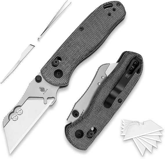 Kizer Uti Bear(Dual-screw) Folding Utility Knife, Clutch Lock Box Cutter