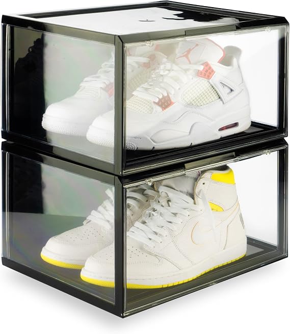Crep Protect Shoe Storage Box - Ultimate Sneaker Crates 2.0, Shoe Organizer, Stackable Shoe Crates (2 Crates Per Pack)