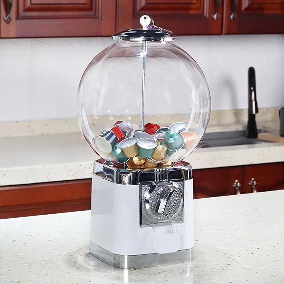 Gumball and Coffee Pod Vending Machine Combo with Candy Dispenser - Perfect for Business or Home Use