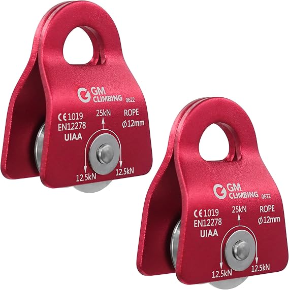 Micro Prusik Minding Pulley 25kN CE UIAA Certified 12mm Single Pulley Mobile Side Plates for Arborist Rigging Climbing Rescue