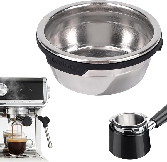 Double Cup Filter Basket Compatible with Ninja Luxe Cafe ES601, ES701 | Stainless Steel Pressurized Portafilter Basket Reusable Coffee Filter for Ninja Luxe Cafe Espresso Machine