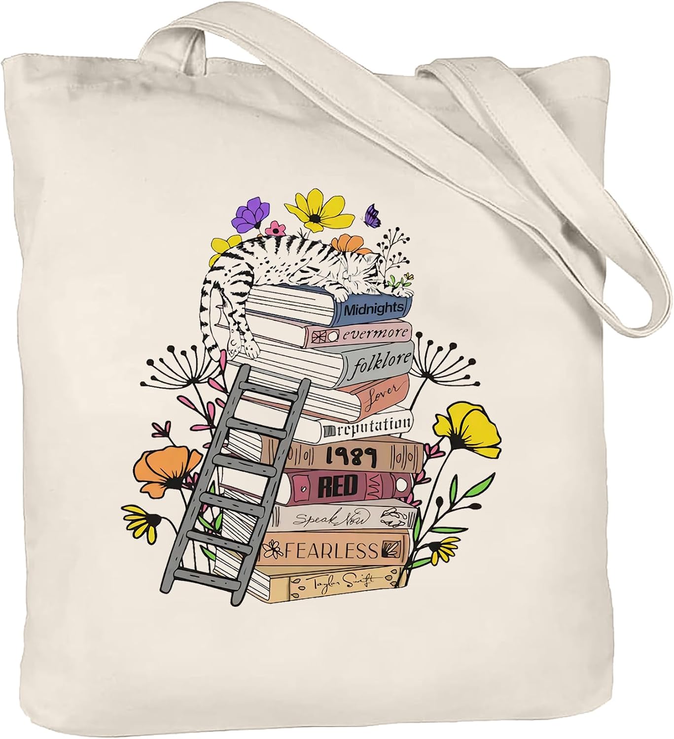 Taylor Tote Bag with Zipper Inner Pocket Singer Album Inspired Fans Gifts Music Lovers Reusable Canvas Bags