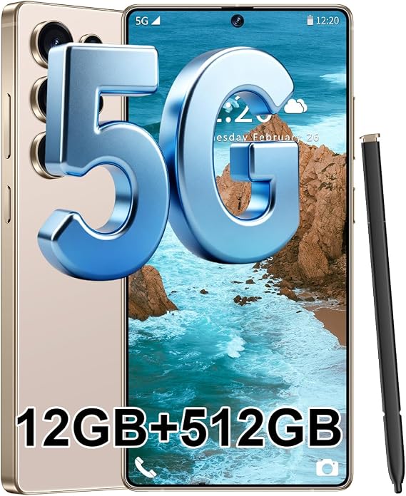 S25 Ultra 5G Unlocked Smartphone,12GB+512GB Fully Cell Phone for Android 14, 6.99" Unlocked Cell Phone, 7000mAh, 68MP+108MP Dual Camera/Dual SIM/Fingerprint Lock/Face,Gold