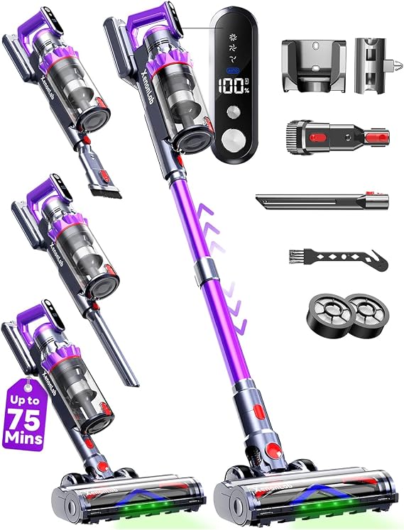 Cordless Vacuum Cleaner, 75Mins/55KPa/650W, Rechargeable