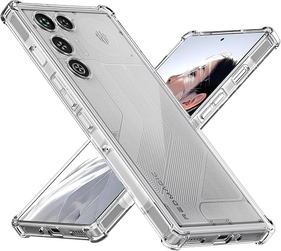 Cresee Case for Red Magic 11 Air, Clear Cover with Reinforced Corner Bumper Camera Protection Slim Fit Shockproof Flexible TPU Case for Nubia RedMagic 11 Air - Transparent