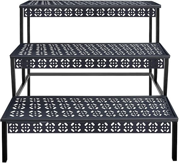 Garden 4 you 3-Tier Rectangular Metal Plant Stand, Ladder Flower Pot Rack