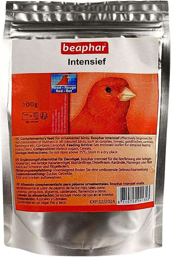 Bohena Canary Food for Vibrant Red Plumage - Red Formula for Canaries and Goldfinches, Supports Healthy Molting in Cardinals and Flamingos, Premium Red Factor Food (100g)