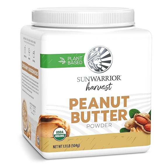 Peanut Butter Powder | All Natural Peanut Butter Powder Reduced Fat No Sugar Added Low Calories Low Fat Non GMO Soy Free Gluten Free Peanut Flour | 500g tub Organic Harvest
