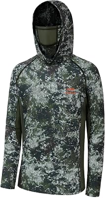 BASSDASH Mens UPF 50 Camo Long Sleeve Hunting Fishing Hoodie Shirt