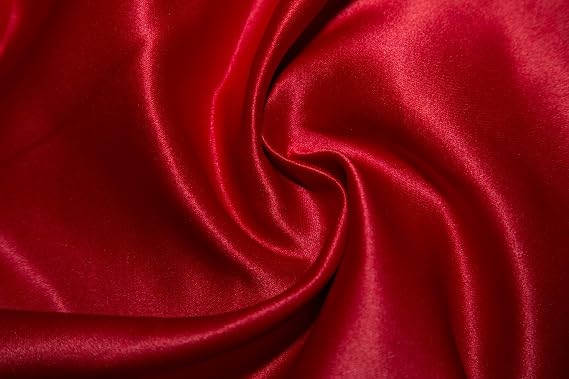 Bridal Satin Fabric Shiny Heavy Weight 56" - 58" Wedding Dress Sewing by The Yard (Red)