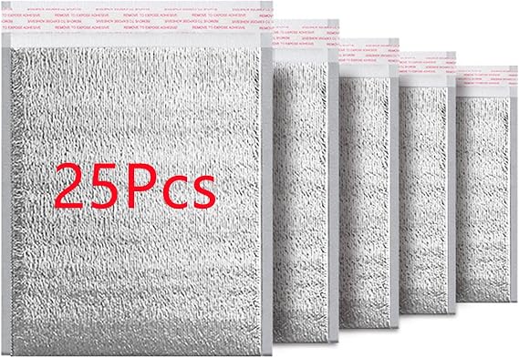 9.85x11.8 Self-Seal Insulation Bags,Metal Thermal Box Liners,Waterproof Insulation Package for Shipping Camping Picnic Lunch Food Bento,Fit for Cold Chain Transport Packaging 25Pcs