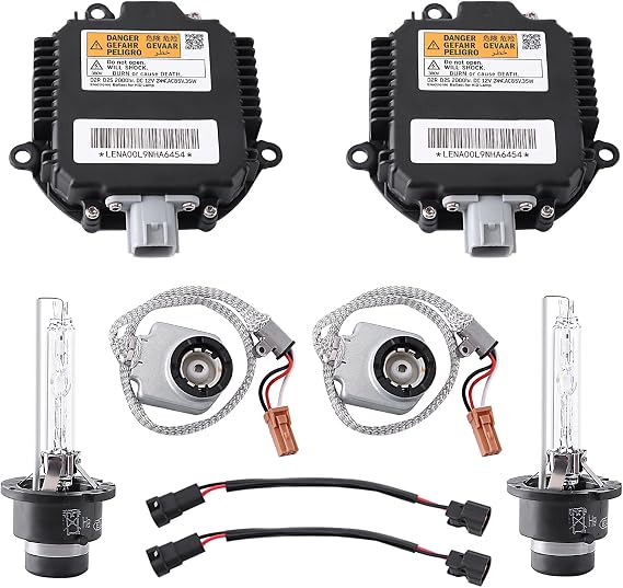 2 Set Xenon HID Ballast Headlight Control Unit with Igniter & D2S Bulb Compatible with Nissan Altima Maxima Murano 370Z 350Z G35 G37 FX35 FX45 QX56 QX70 QX80 Replace 28474-89904 28474-8991A
