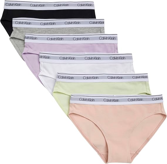 Calvin Klein Girls' Modern Cotton Bikini Underwear 6-pack