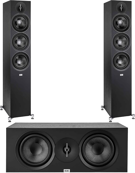 ELAC DF63-BK Floor Speakers and DC63-BK Center Speaker Bundle