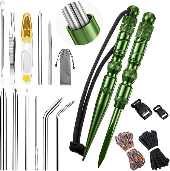 Shimeyao 12 Pcs 2026 Update Paracord FID Knotter Tools Set, Army Green