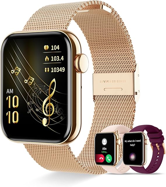 Smart Watches for Women(Answer/Make Call) 1.85'' Touch Screen Fitness Tracker Watch with Heart Rate Sleep Blood Oxygen Monitor Step Calorie 19 Sports Modes Digital Watch for iOS Android Phones