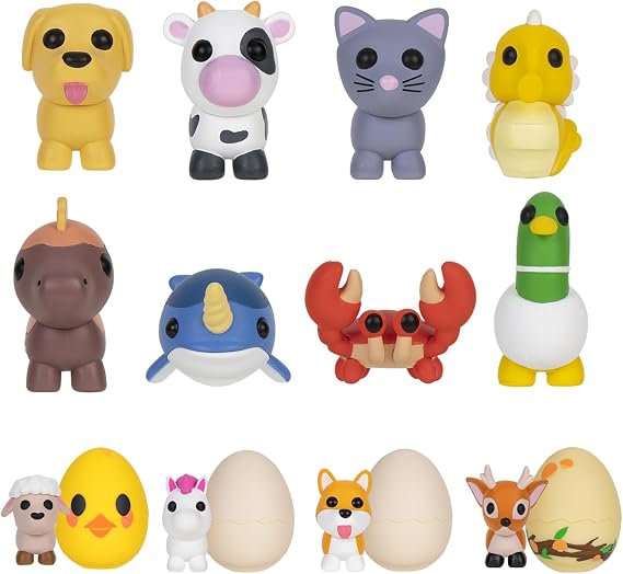 Adopt Me! Pack of 10 Mystery Pets Series 1 - Exclusive Virtual Item Code Included - Fun Collectible Toy for Kids Featuring Favorite of Top Online Games - Ages 6+