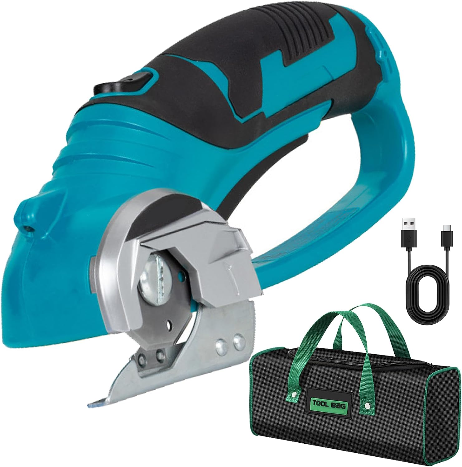 Convenientto Cordless Rechargeable Electric Scissor, Electric Scissors for Cardboard, Electric Box Cutter, Cardboard Cutter for Leather Carpet Plastic Aluminum Sheet Cutting, Crafting Green
