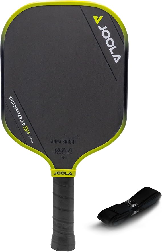 JOOLA Anna Bright Scorpeus 3S 14mm Pickleball Paddle w/Propulsion Core and Charged Carbon Surface Technology. Wide Body Shape w/Larger Sweet Spot. NFC Chip Enabeled and UPA-A Certified