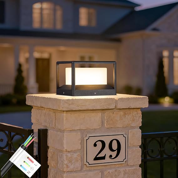 MVBT 9.1" Outdoor Post Lights Hardwired, Square Column Light, Pillar Light