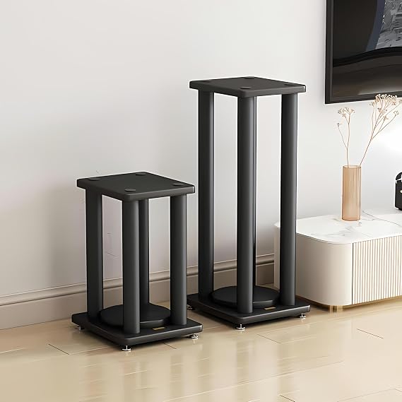 Heavy Duty Speaker Stand, speaker floor stand Each Holds 88lbs Large Speaker, Vibration-Absorbing MDF Design, speaker stands with feet and universal wheels, Can be moved and rotated 360 50cm19.6in