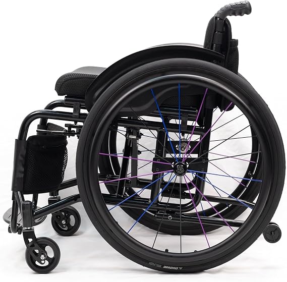Foldable Lightweight Sports Wheelchair All Terrain Aluminium Wheelchair Easy to Assemble Stable for Youth, Adults, Elderly(Black,Seat Width 15.74in)