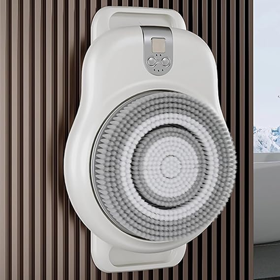 Wall Mounted Back Scrubber, Electric Back Exfoliating Bath Wash Pad, 360 Automatic Rota-Tion, 2-Speed Adjustment, for Deep Cleansing & Back Massage