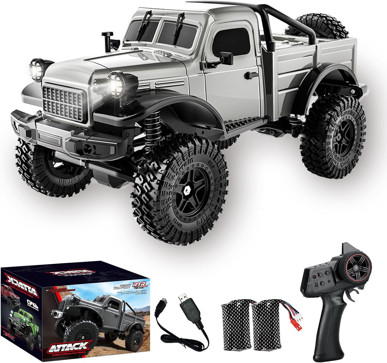 RC Pickup Truck, C8813 Dodge Pickup, 1:18 Scale All Terrain Remote Control Crawler, 2.4 GHz 4WD Off-Road Rock Car with Alloy Frame, Shock Absorber, 45°Climbing Gifts for Kids Beginners