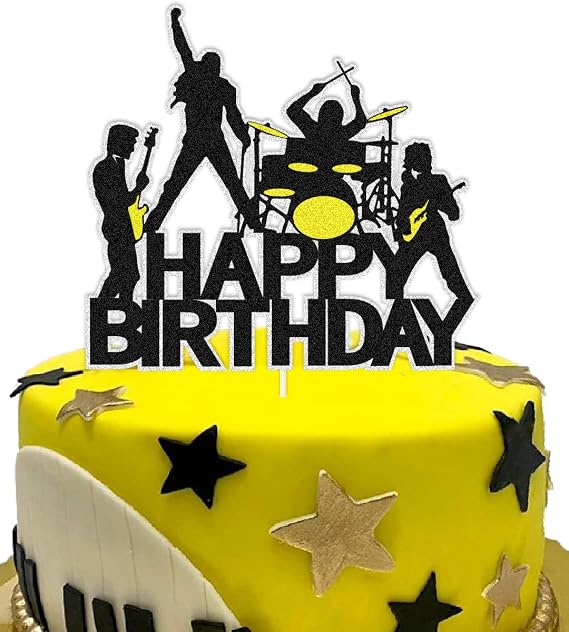 Rock and Roll Cake Toppers Rock Music Birthday Decoration with Band for Rock and Roll Themed Birthday Party