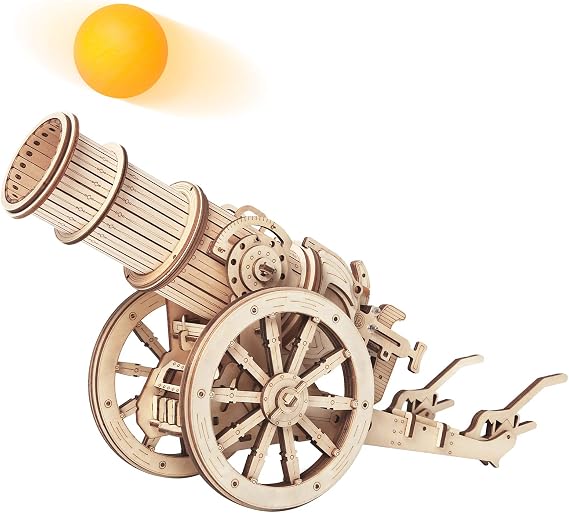 ROBOTIME 3D Wooden Puzzles for Adults, Cannon Toy Wooden Catapult Model for Adults to Build, STEM Projects Educational Toy for Kids