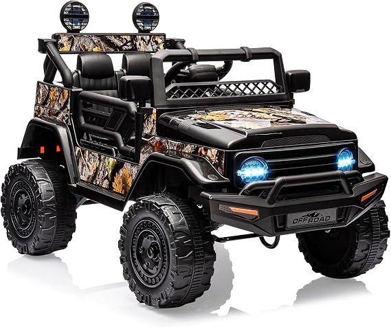 Hetoy 12V Electric Ride-On Truck for Kids - Remote Control Car with Spring Suspension, LED Lights, Music & 3 Speeds | Battery-Powered Ride Toy (Ages 3+)